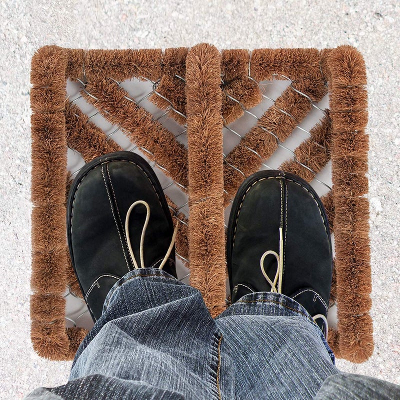 NINAMAR Natural Coir Boot Scraper Door Mat - 13 x 12 inch - 2 Pack - Image 5